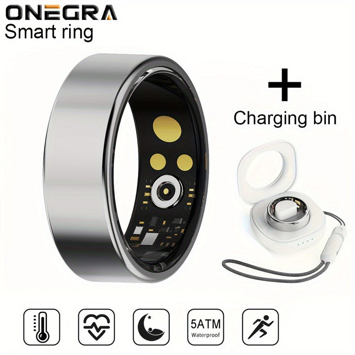 ONEGRA Smart Ring, Stainless Steel Wireless Fitness Tracker with IP68 Water Resistance, Remote Control, USB Rechargeable Lithium Polymer Battery, for Men and Women - Ideal for Parties & Special Occasions