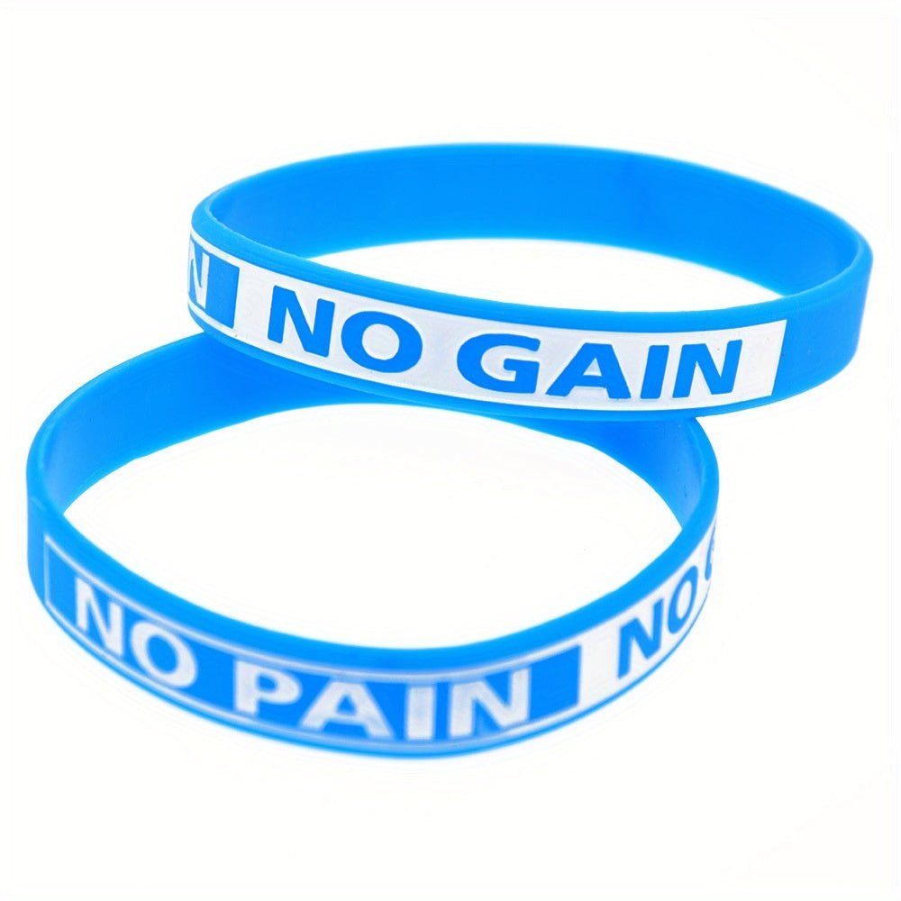 1pc "No Pain No Gain" Motivational Silicone Bracelet - Durable Black Rubber Wristband with Inspirational Quote, Ideal for Sports & Fitness Enthusiasts