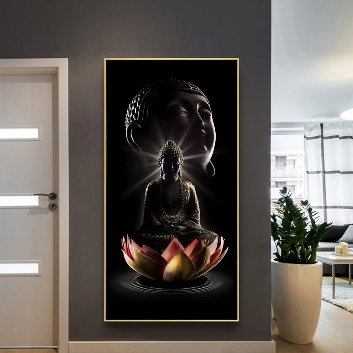 Modern Buddha Wall Art Zen Picture Posters and Prints Canvas Bodhisattva on Lotus Painting for Living Room Home Cuadros Decor