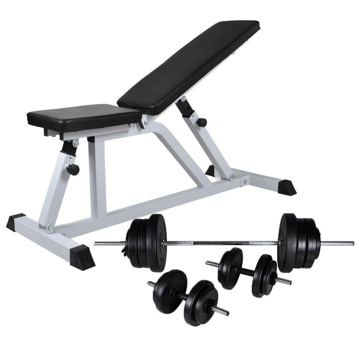 vidaXL Workout Bench with Barbell and Dumbbell Set 60.5 kg