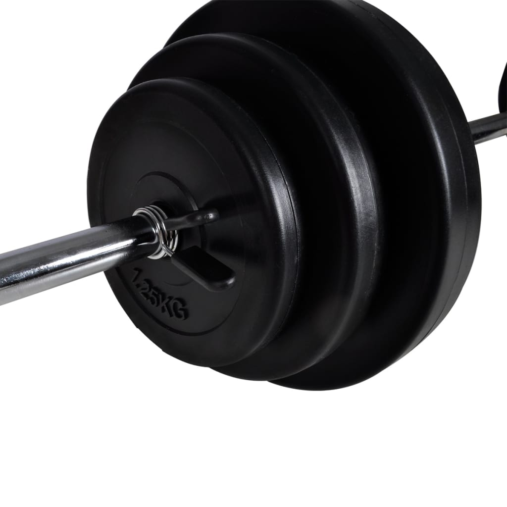 vidaXL Wall-mounted Power Tower with Barbell and Dumbbell Set 30.5 kg