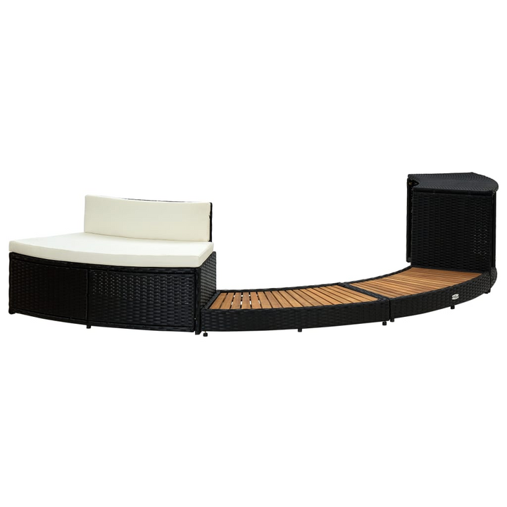 vidaXL Spa Surround Black Poly Rattan and Solid Acacia Wood