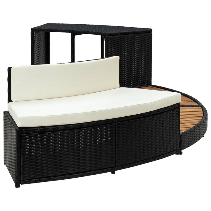 vidaXL Spa Surround Black Poly Rattan and Solid Acacia Wood