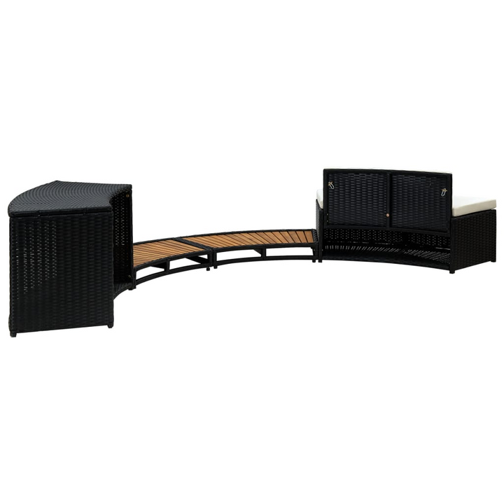 vidaXL Spa Surround Black Poly Rattan and Solid Acacia Wood