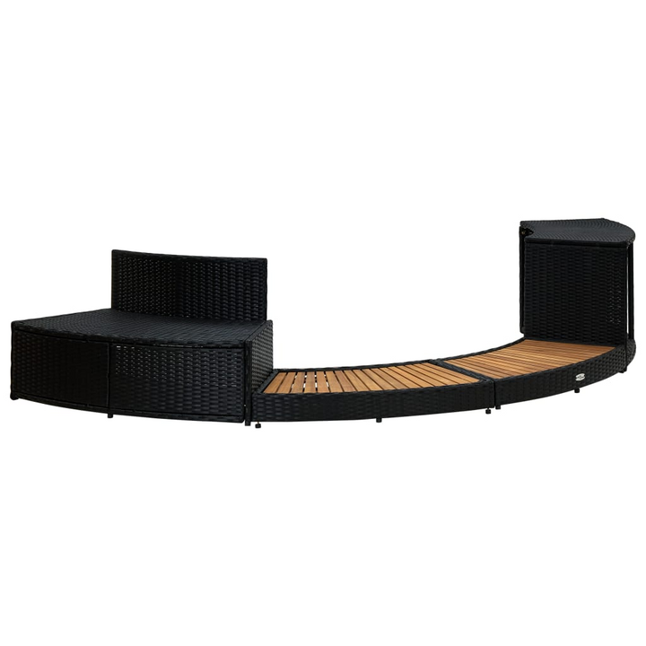 vidaXL Spa Surround Black Poly Rattan and Solid Acacia Wood