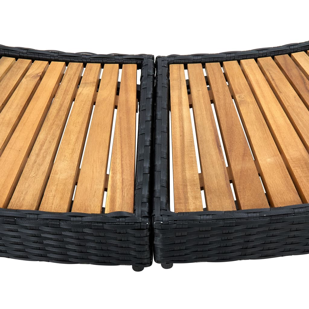 vidaXL Spa Surround Black Poly Rattan and Solid Acacia Wood