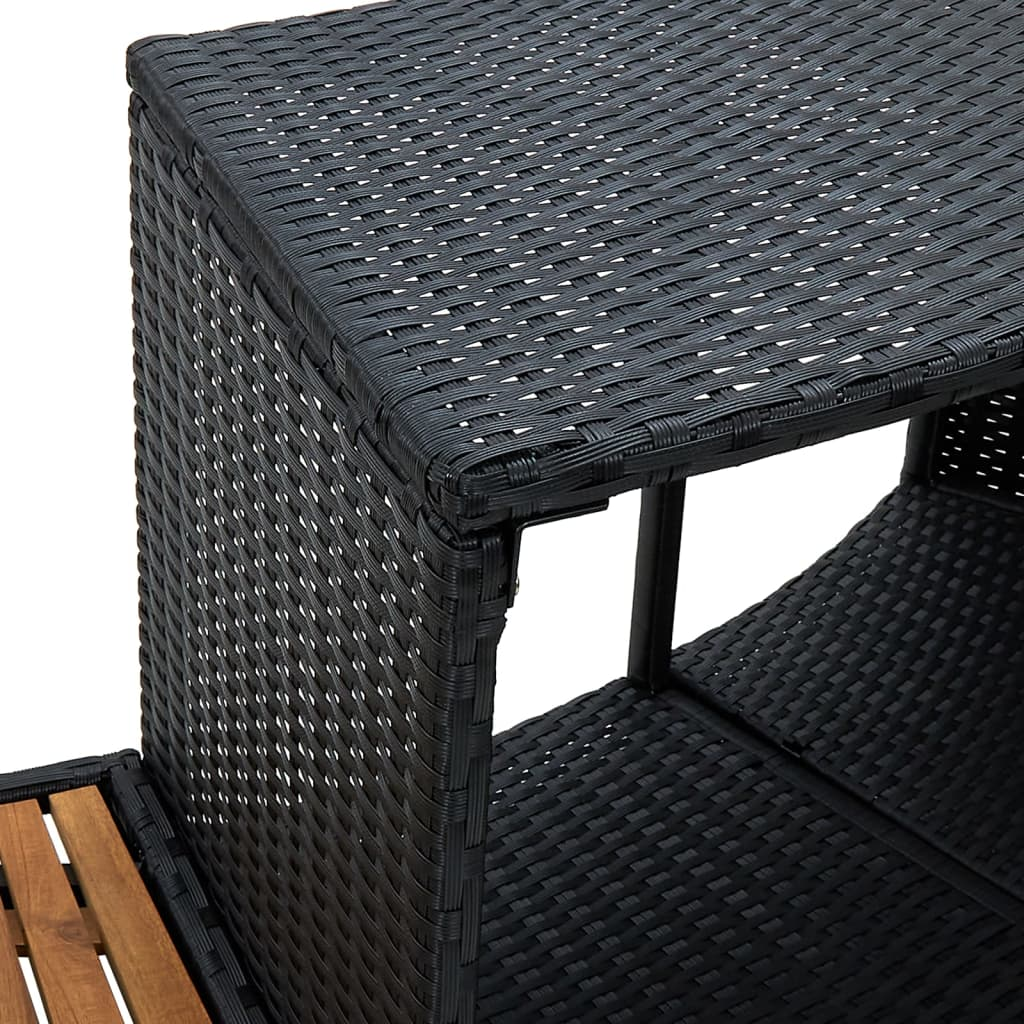 vidaXL Spa Surround Black Poly Rattan and Solid Acacia Wood