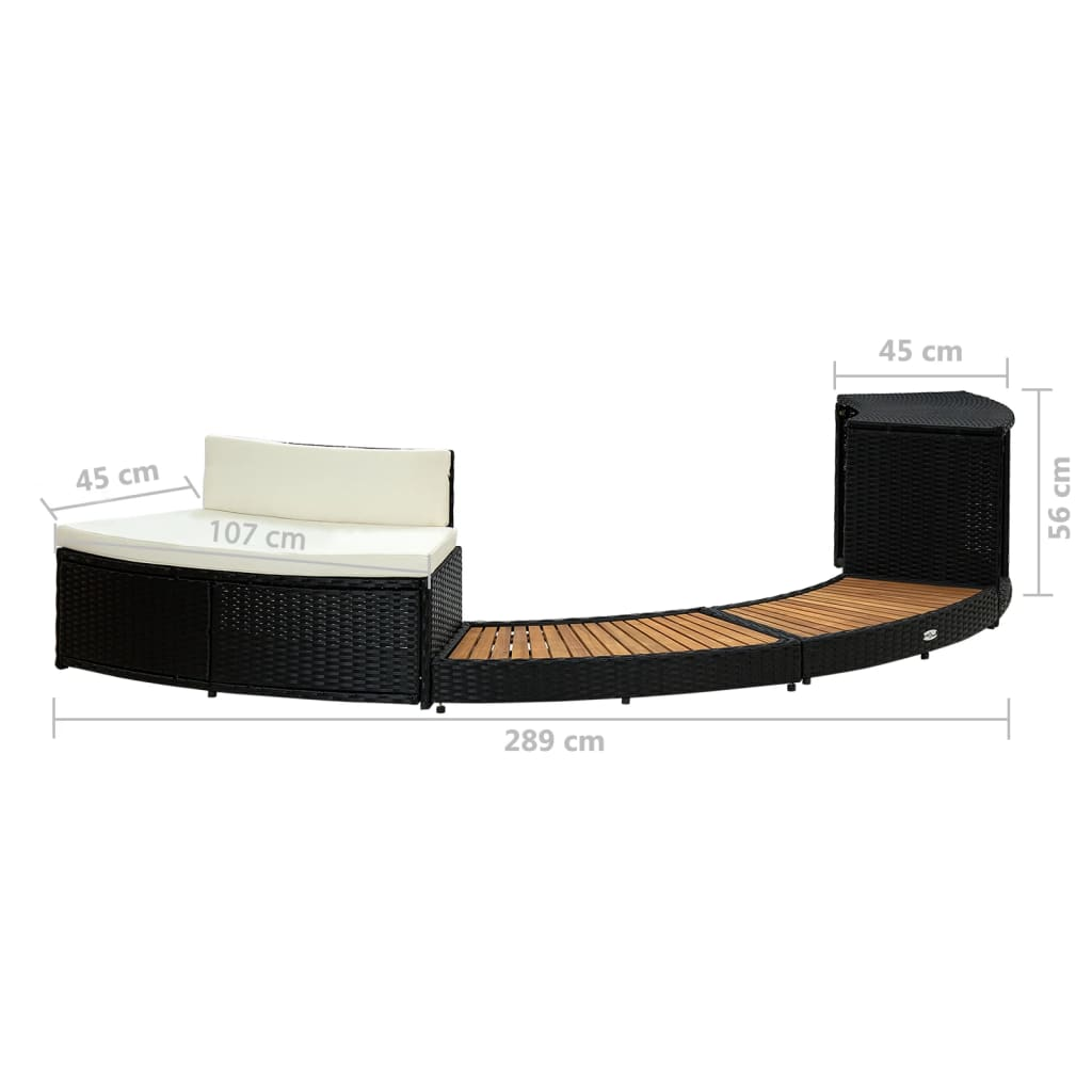 vidaXL Spa Surround Black Poly Rattan and Solid Acacia Wood