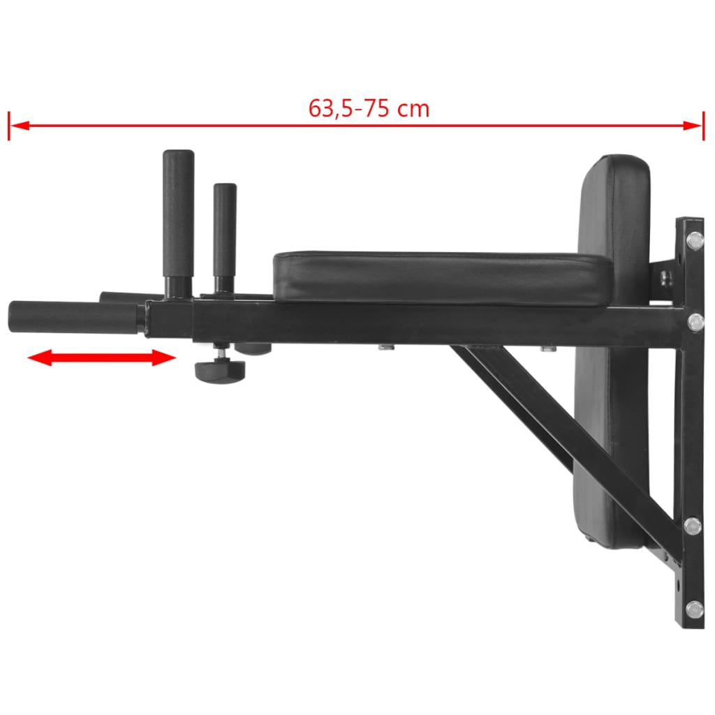 VidaXL Wall-mounted Fitness Dip Station Black