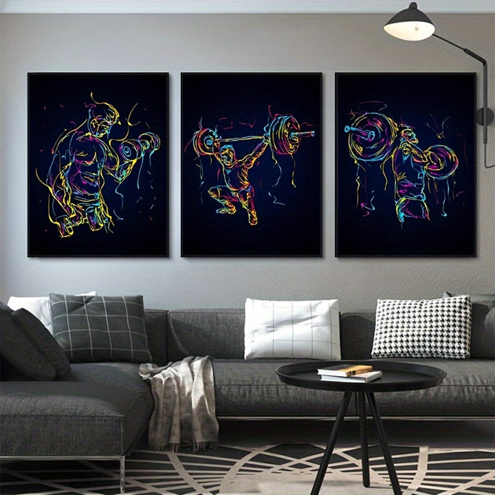 3pcs 15.7*23.6in/40cm*60cm Frameless Modern Abstract fitness muscle man Wall Art Canvas Painting Art for Living Room Cuadros Decor No Frame