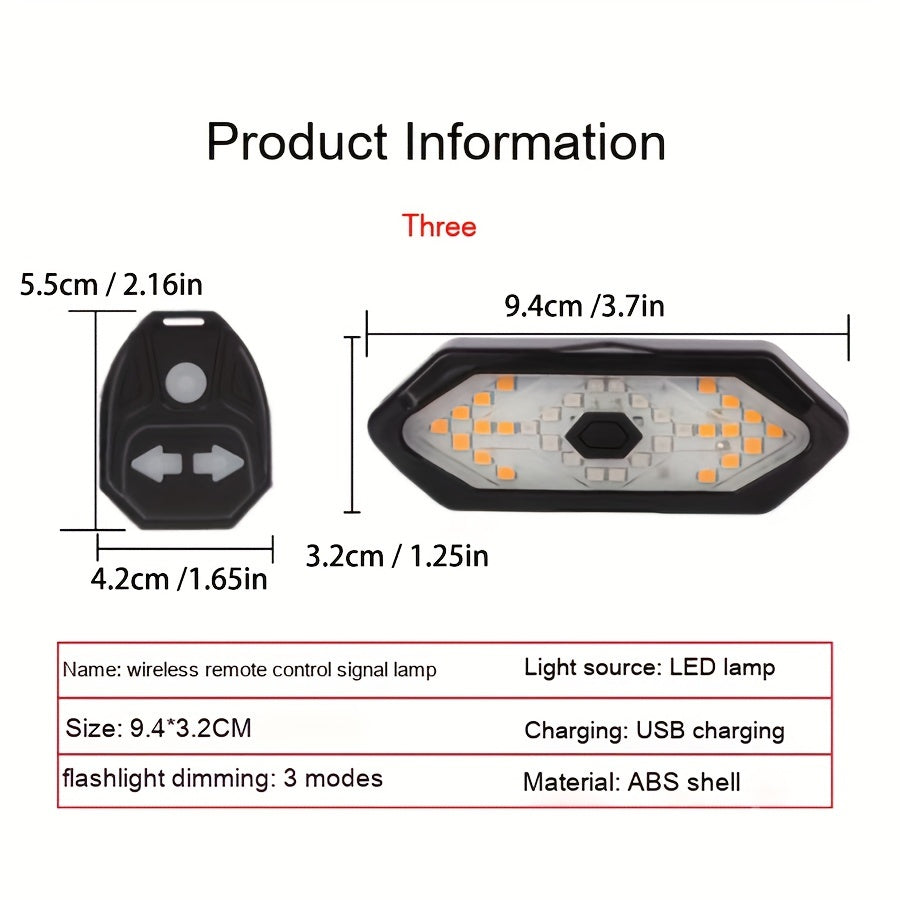 USB Rechargeable LED Bike Tail Light with Turn Signals - Remote Control, 120dB Alarm Speaker for Enhanced Safety, Black