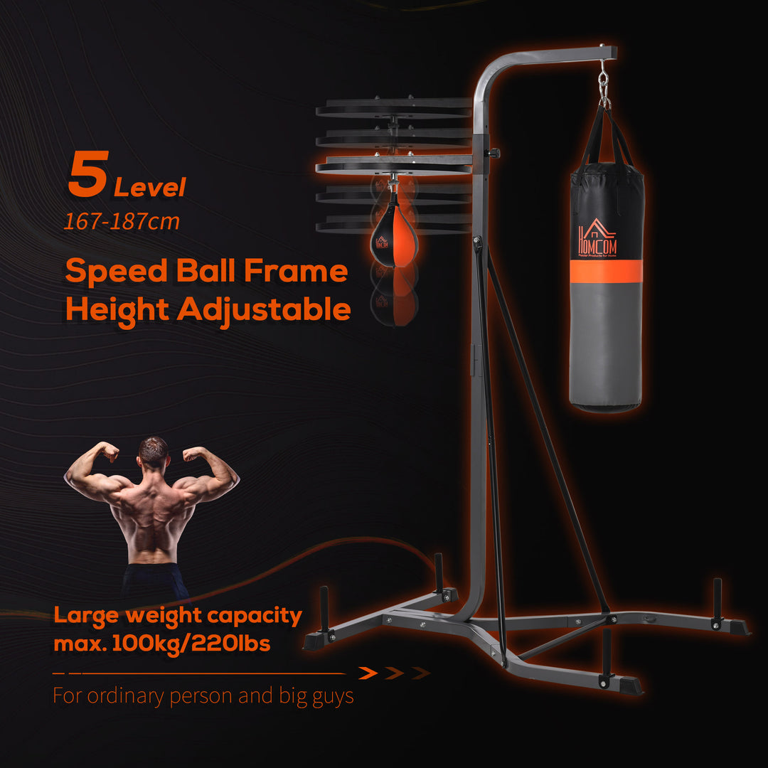 Freestanding Boxing Punch Bag & Speed Ball Station Hanging Frame Training Exercise Platform Home Gym Heavy Duty