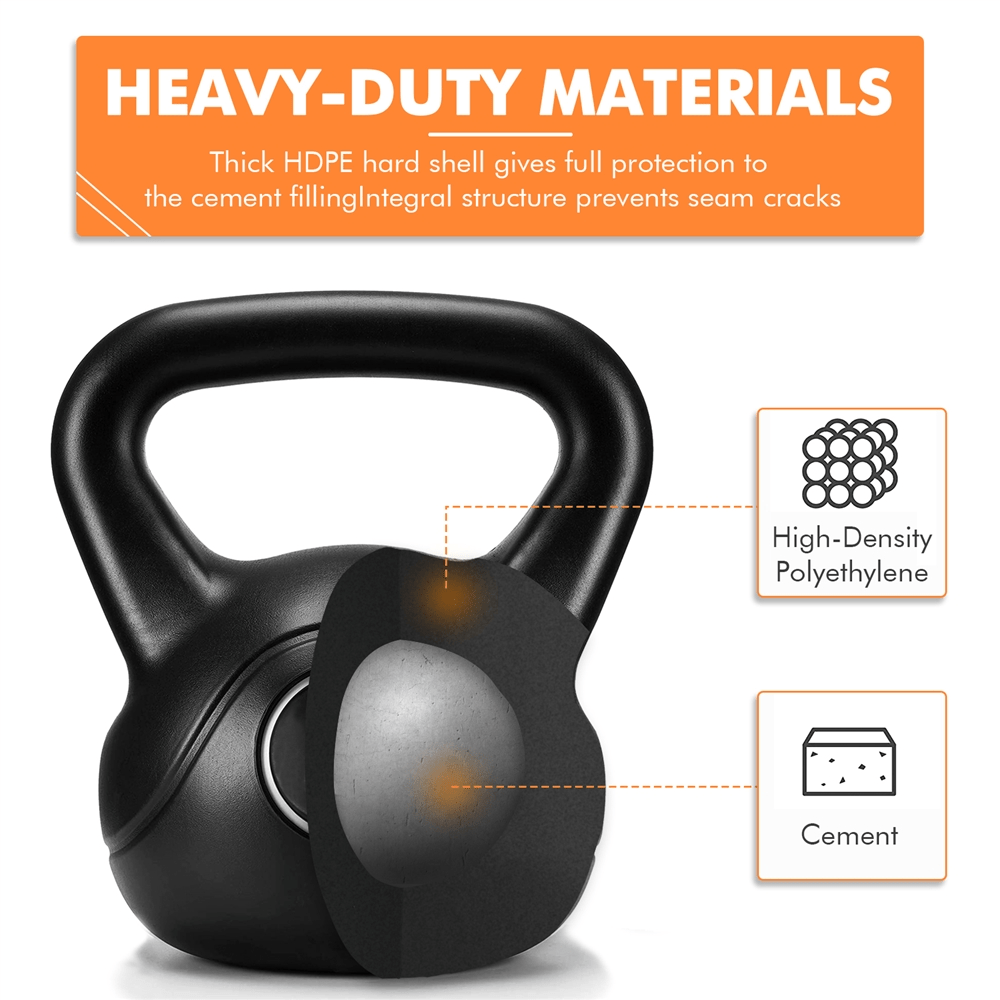 Yaheetech 6kg/8kg/12kg Kettlebell HDPE Coated Kettle Bells for Home Gym Fitness Workout Bodybuilding Weight Lifting