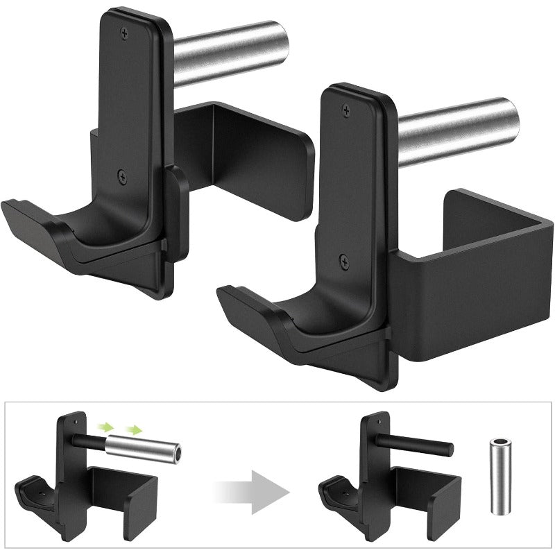 Hole - Bottom Reinforced Steel Hooks with Rubber Pads - Heavy Duty Power Rack Attachments - Squat Rack Accessories for Strength Training