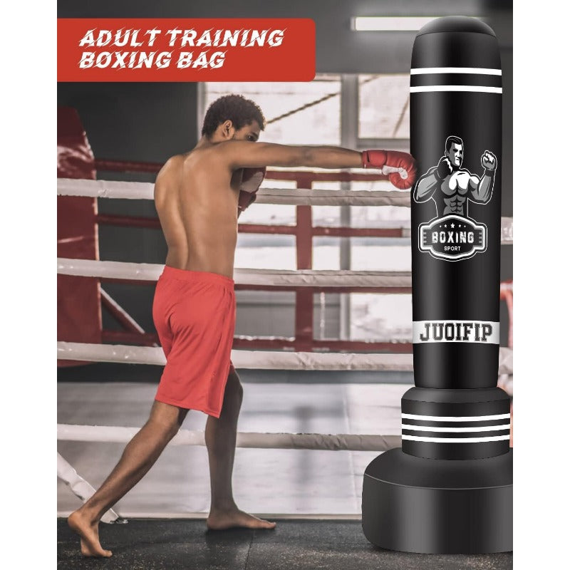 Punching Bags for Adults - 175cm Heavy Punching Bag with Stand - Men Standing Boxing Bag Inflatable Kickboxing Bag for Training MMA Muay Thai Fitness