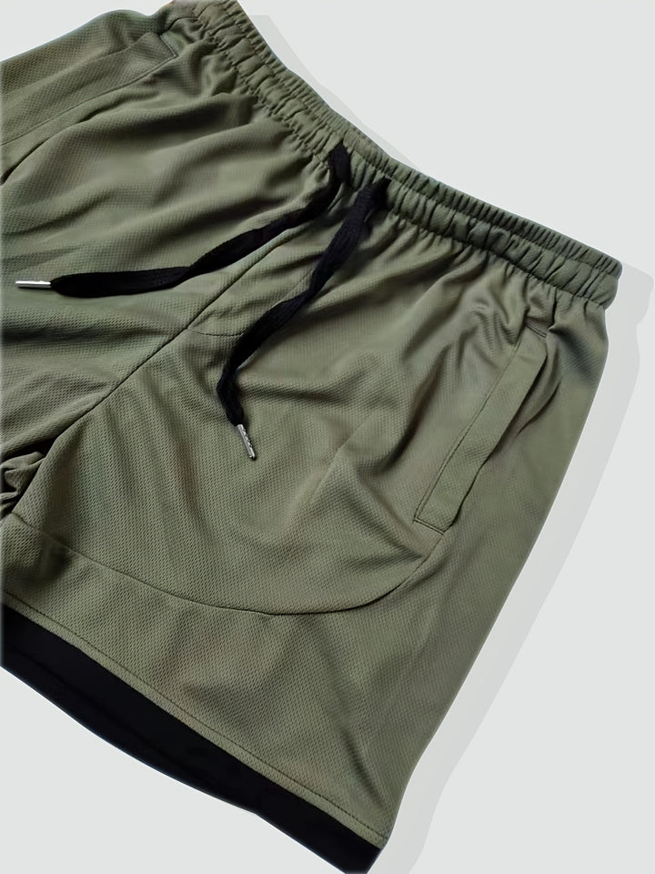 Men's Casual Slightly Stretch Elastic Waist Drawstring Mesh Shorts For Summer Gym Workout Training