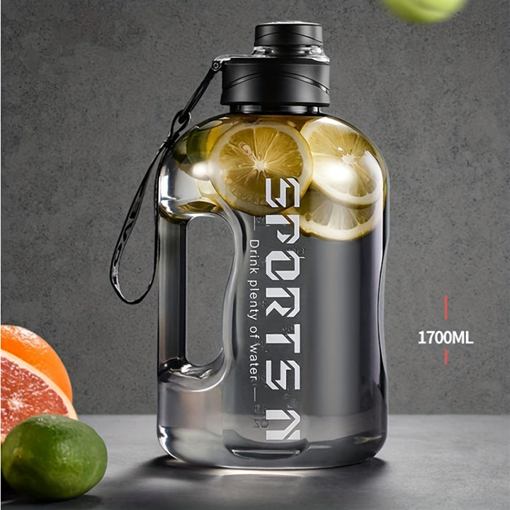 1700ml Durable PC Material Portable Water Bottle with Precise Scale - Ideal for Outdoor Sports, Fitness, Cycling & Gym Workouts - Black