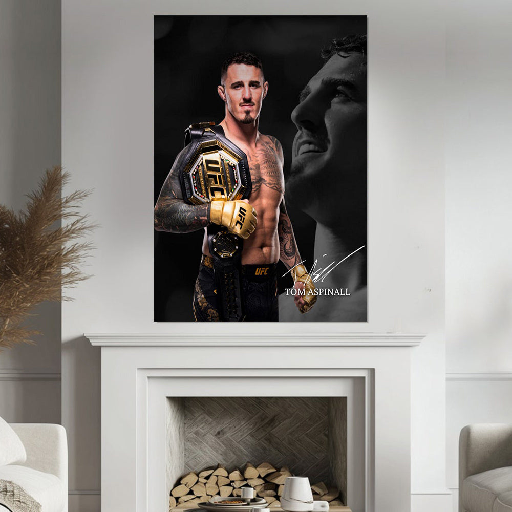 Room Decor 1pc Tom Aspaulin UFC Champion Poster, Frameless Canvas Wall Art, 30.48x40.64 cm, Heavyweight MMA Wrestler Taekwondo Champion Print, for Home, Bedroom, Living Room, Bathroom, Office, Hotel, Cafe Decor