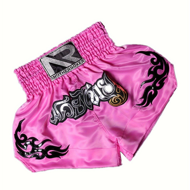 Embroidered Muay Thai & MMA Shorts - Durable Polyester, Non-Stretch, All-Season Sports Gear for Boxing & Training