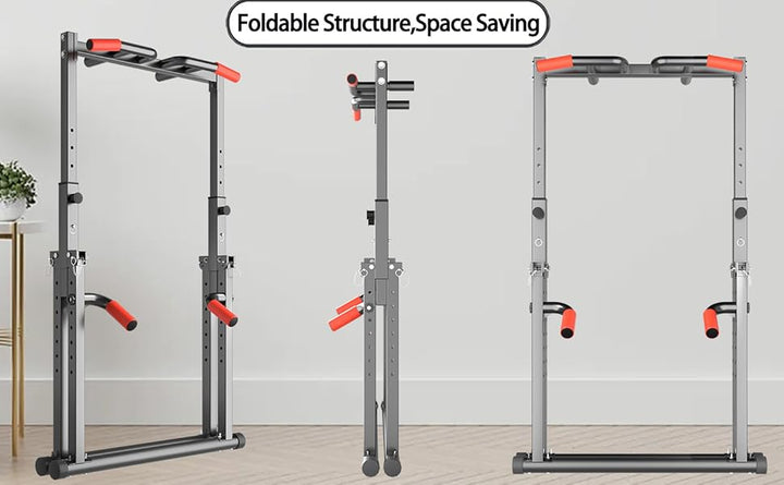 Foldable Power Tower Pull Up Staion Dip Bar Staion Freestanding Multifunctional Fitness Tower Station for Pull-Up/Dips/Push-Up/Chain Up Strenghth Training Home