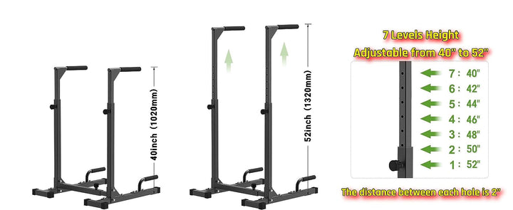 Heavy Duty Dip Bar, Sturdy Dip Station with Adjustable Height, Multi-Function Parallel Bars for Home Gym Strength Training