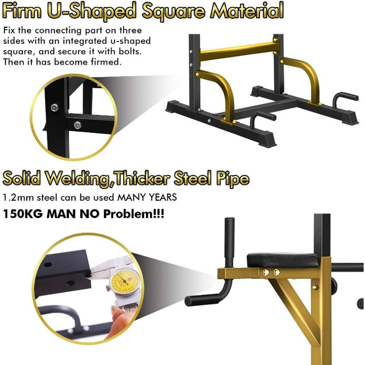 Power Tower Dip Station Adjustable Pull Up & Dip Stands Multi-Function Strength Training Pull up Bar Fitness Equipment for Home Gym