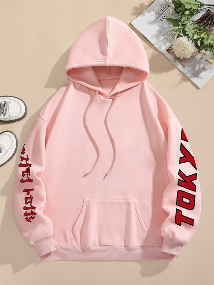 Women'S Casual Hooded Sweatshirt with Graphic Car Print, 100% Polyester Knit Fabric, All-Season Drawstring Hoodie, 250gsm - Fashionable & Comfortable