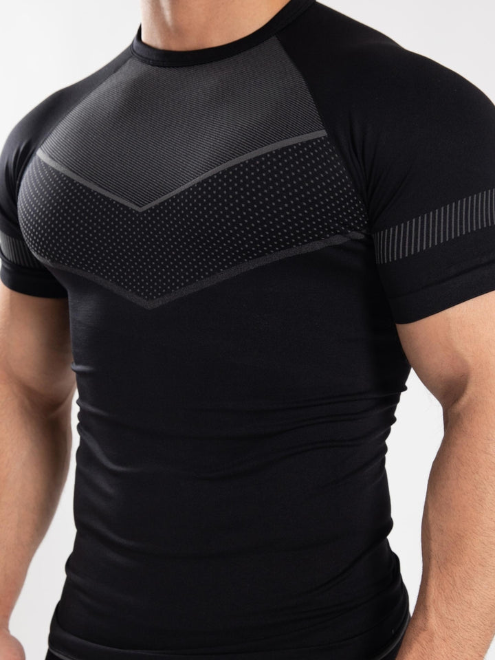 Men's Mid Stretch Quick-drying Breathable Short Sleeve Round Neck Compression T-shirt For Gym Fitness Training