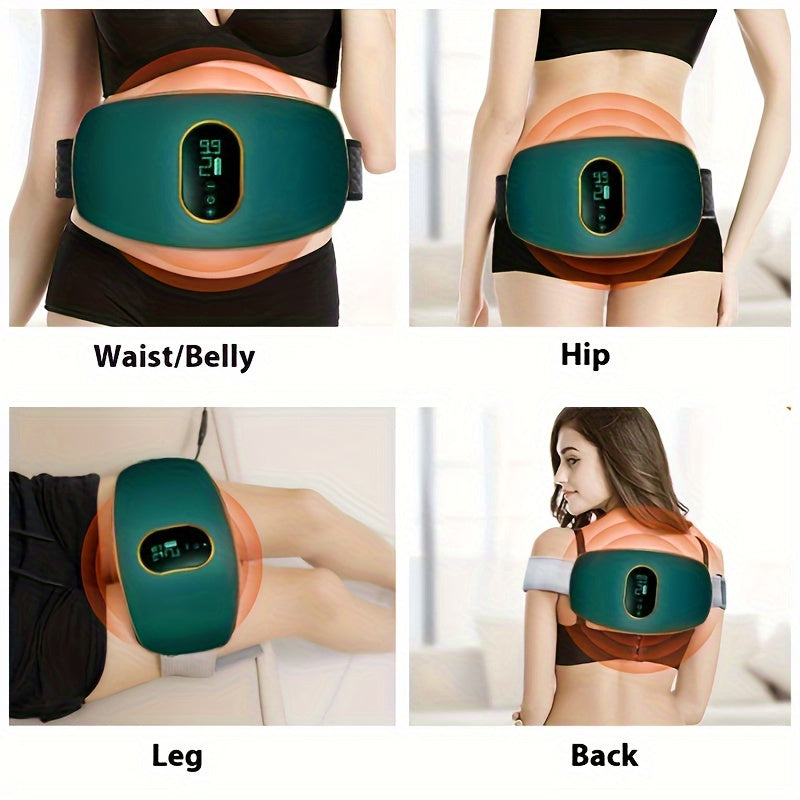 Rechargeable Heated Waist Trainer with Adjustable Vibration, Unisex Portable Ab Slimmer, USB Charging, Full Body Fat Burning Belt, Thermoplastic Elastomer Material, with 250mAh Lithium Battery, for Family Use - No Adapter Inc