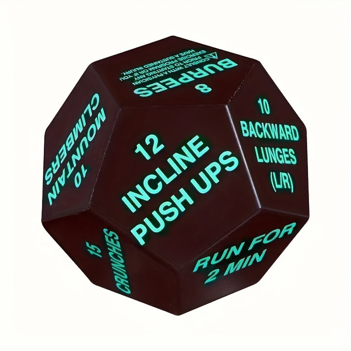 1pc Fitness Dice Exercise Ball - 12-Sided Foam Workout Dice for Hand Grip Strength Training, Stress Relief, Black with Red & Green Text, Exercise Challenge Tool