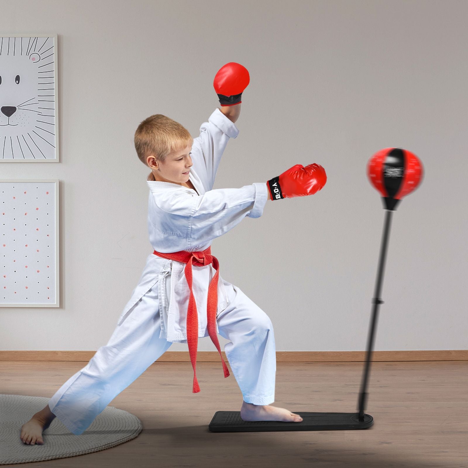 Freestanding Height Adjustable Kids Punching Bag with Stand and Air Pump
