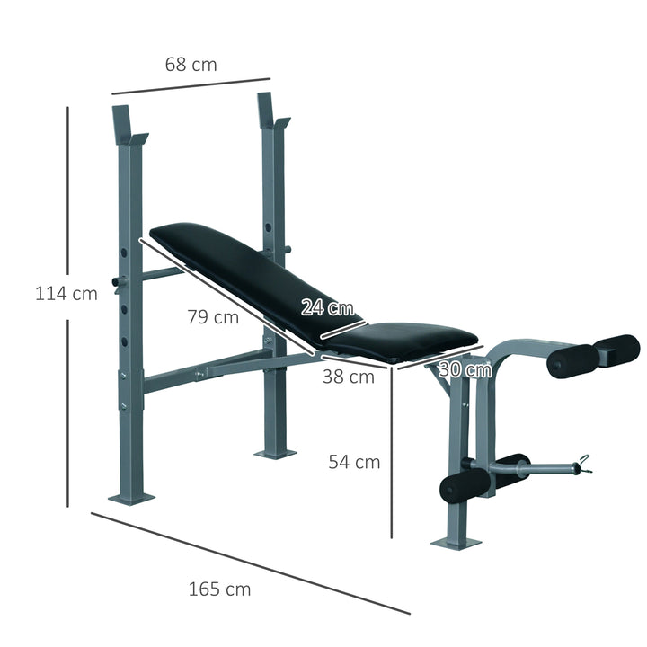 Heavy Duty Adjustable Multi Gym Chest Leg Arm Weight Bench w/4 Incline Postions - Black/Silver