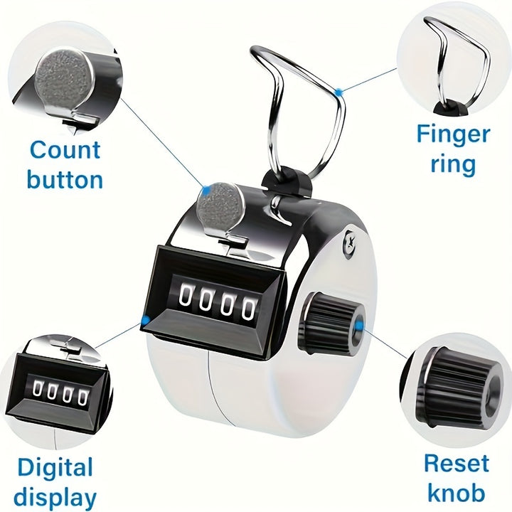 1pc Iron Handheld 4-Digit Clicker Counter, Non-Rechargeable Metal Tally for Counting, Knitting, Coaching, Golf, Kneeling, Fishing - Use, Coaching Tool|Manual Operation|Adjustable Knob