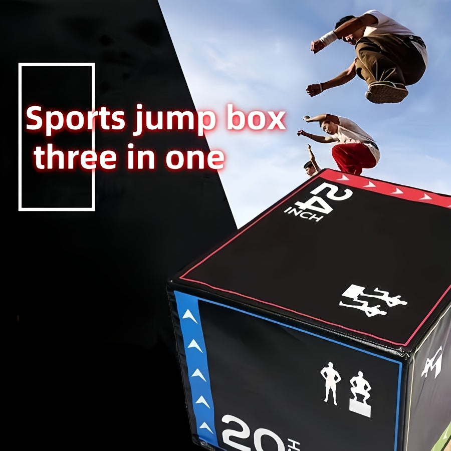 1pc Universal PVC 3-in-1 Fitness Jump Box - Durable Sports Training Equipment for Exercise, Boxing, Plyometrics - Ideal for Home Gym, Fitness Enthusiasts, Holiday & Christmas Gifts, Without Battery