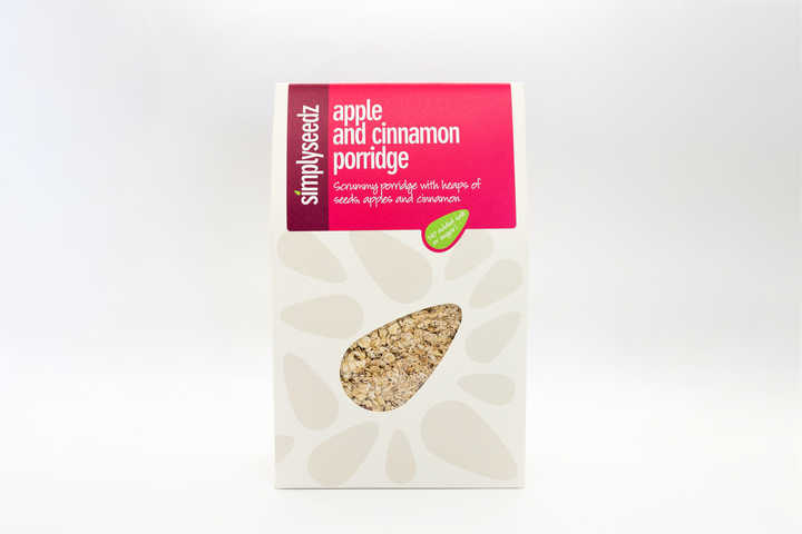 Simplyseedz Apple & Cinnamon Jumbo Porridge Oats 500g Fibre rich Gut healthy (5 x 500g)