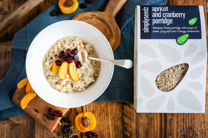 Simplyseedz Apricot & Cranberry Jumbo Oat Porridge 500g Fibre rich Gut healthy (5 x 500g)