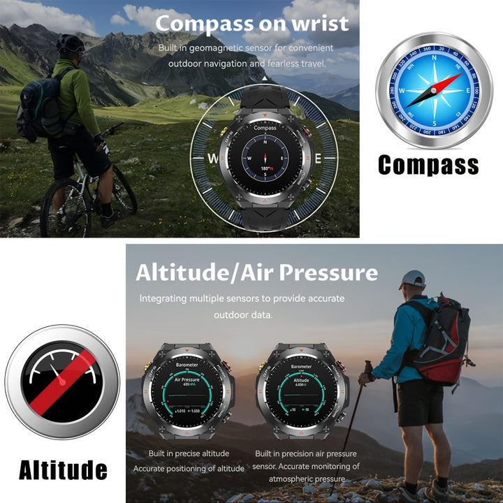 1pc SENBONO Smart Watch with GPS, Compass, 3.89cm Display, 650mAh Battery, Waterproof IPX8, Sports Tracker, 100+ Exercise Modes, Call Function, USB Charging, Compatible with Android & iPhone