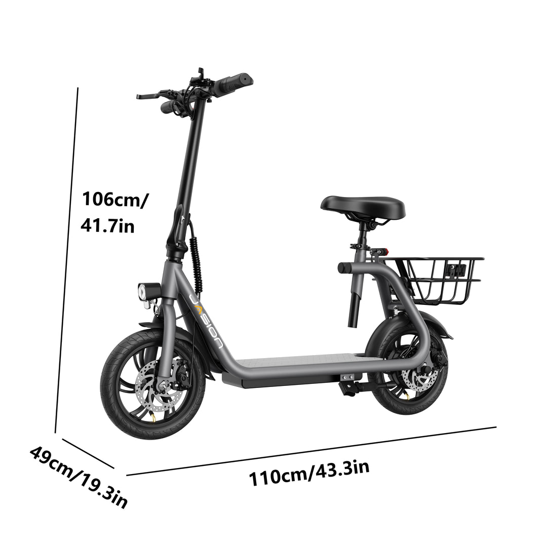 Jasion Adult Electric Scooter, 250 Watt Rated Motor Electric Scooter, Top Speed 20KM/H With Dual Brakes, Foldable Commuter Electric Scooter JS3 NO, ABE