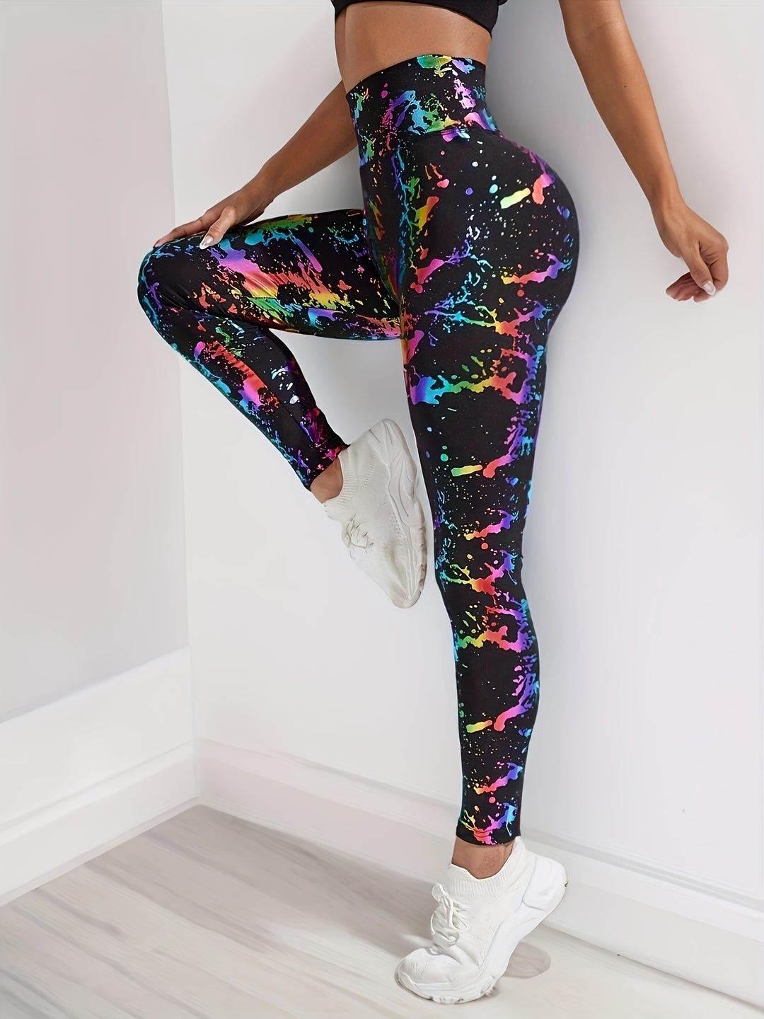 Women's High Waisted Workout Leggings, Yoga Pants With Random Print Sportswear