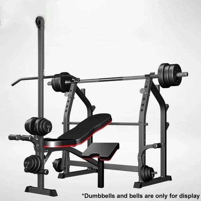 Home/Gym Multifunctional Squat Rack and Bench Press Folding Weight Bench Exercise Equipment Fitness Set Dumbbells and Barbells