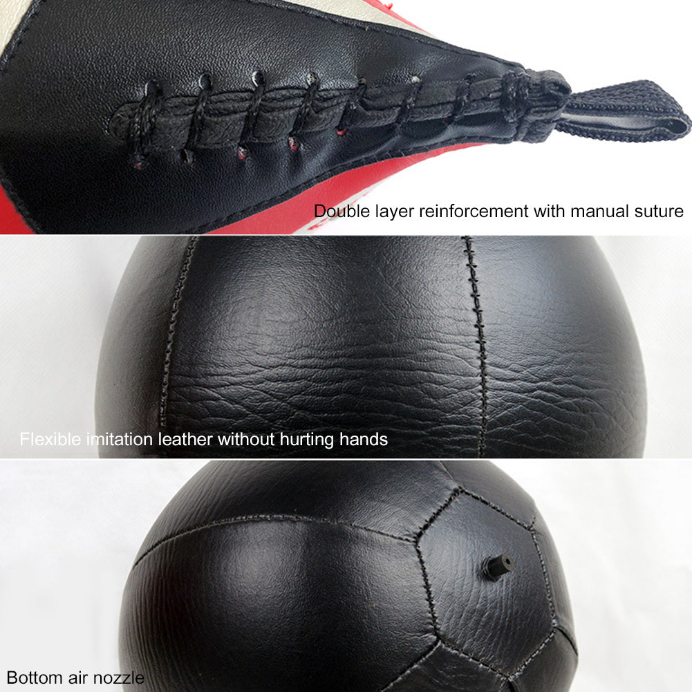 Black Faux Leather Inflatable Boxing Speed Ball - Pear-Shaped Training Punching Bag for Sports & Fitness, Boxing Speed Ball, Training