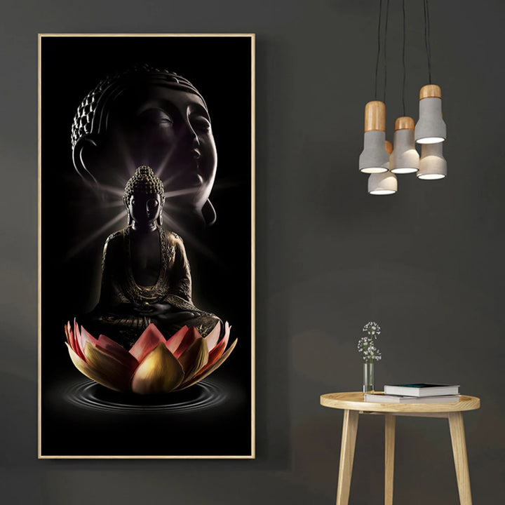 Modern Buddha Wall Art Zen Picture Posters and Prints Canvas Bodhisattva on Lotus Painting for Living Room Home Cuadros Decor