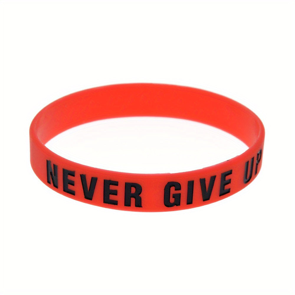 "Never Give Up" Motivational Silicone Bracelets Rubber Band Sports Wristbands Jewelry Inspirational Bracelets Gifts