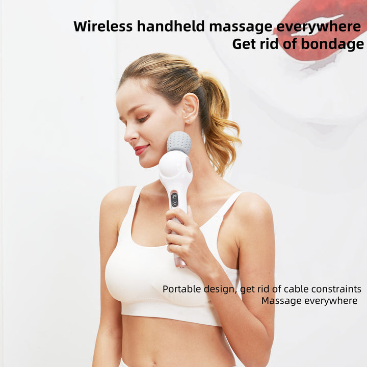 1pc PUBOO Wireless Handheld Massage Gun, 2000mAh Rechargeable Foldable Deep Tissue Massager with Multi-Angle Adjustment, Ergonomic Design for Full Body Relief, USB Charging, Portable Silicone & Plastic Construction, Ideal Chr