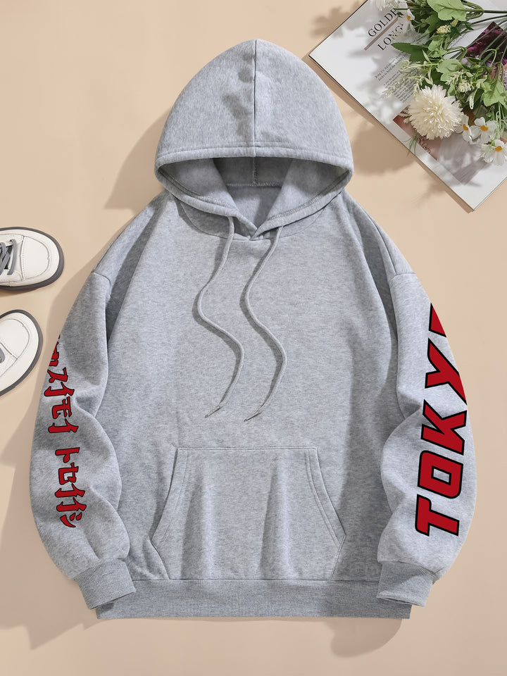 Women'S Casual Hooded Sweatshirt with Graphic Car Print, 100% Polyester Knit Fabric, All-Season Drawstring Hoodie, 250gsm - Fashionable & Comfortable