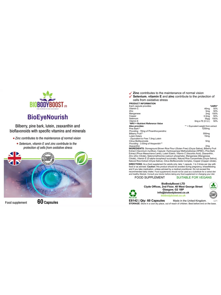 BioEyeNourish - Vision Support Supplement Bilberry Lutein