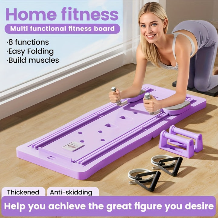 8-in-1, integrated fitness board, suitable for Pilates and core strength training, foldable and portable, suitable for home gyms, burning and muscle shaping, made of ABS material, no need to charge fitness equipment