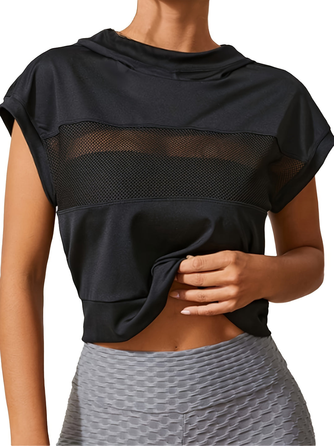 Breathable Mesh-Back Hooded Running & Yoga Jacket - Loose Fit, Color Block Activewear for Women