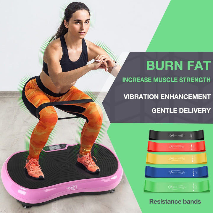 Ultra Slim Vibration Plate Exercise Machine,5 Programs + 180 Levels, Full Whole Body Vibration Machine for Home Fitness & Weight Loss,With Speakers (with Fitness Band)