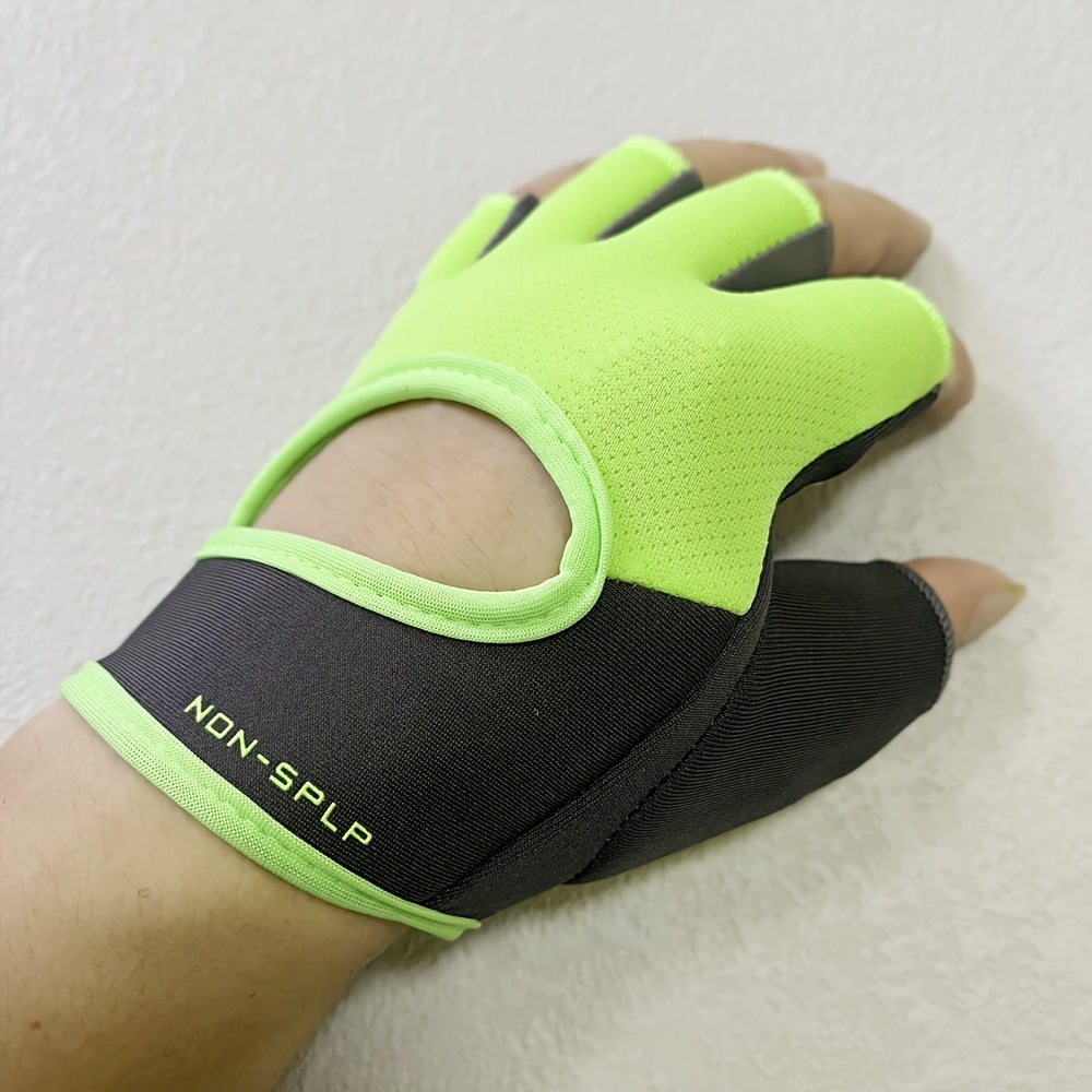 Women's Anti-Slip Sports Gloves - Perfect for Cycling, Gym, Weightlifting & Dumbbells | Durable Polyester, Hook & Loop Closure, All-Season Knit Fabric